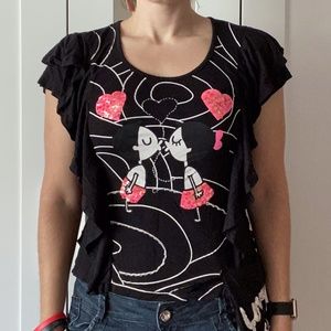 Ruffle Blouse with Side Pocket